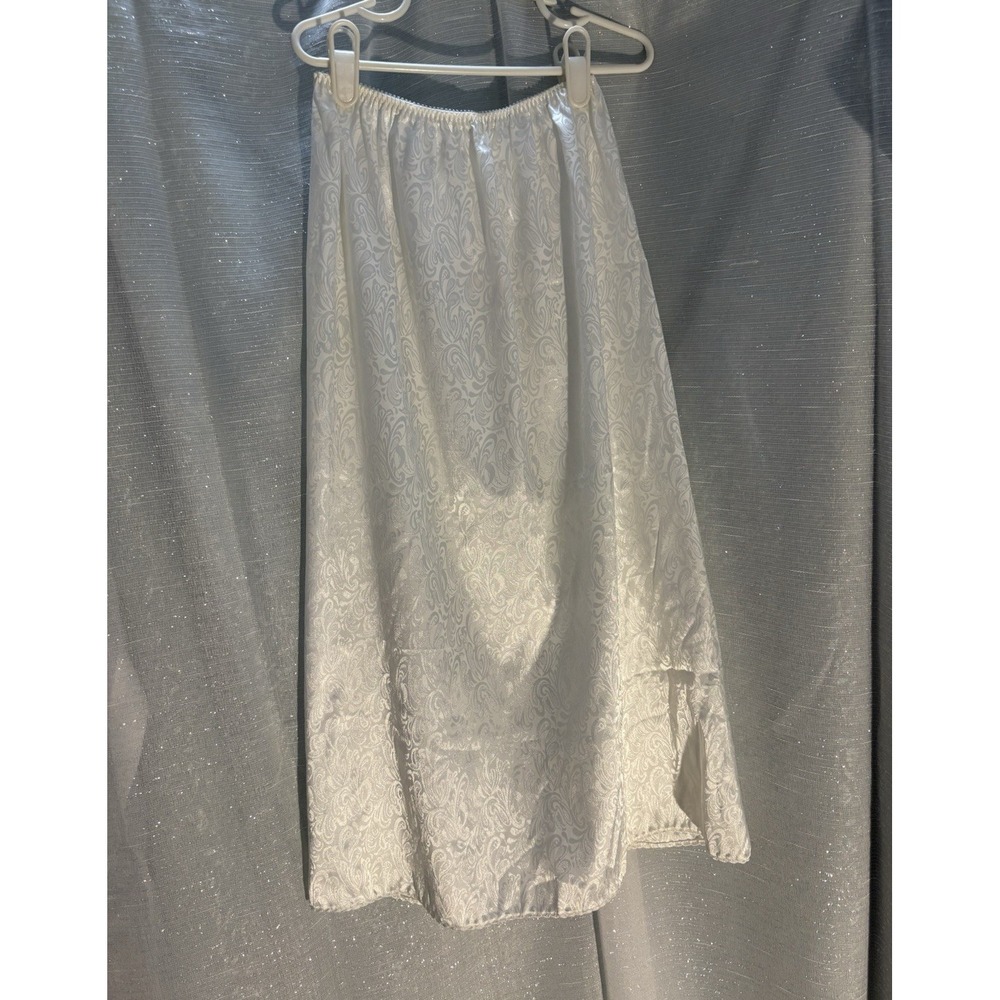 VTG 70s/80s Wonder Maid Floral Jacquard Satin Half Slip Skirt Bridal Bow ILGWU